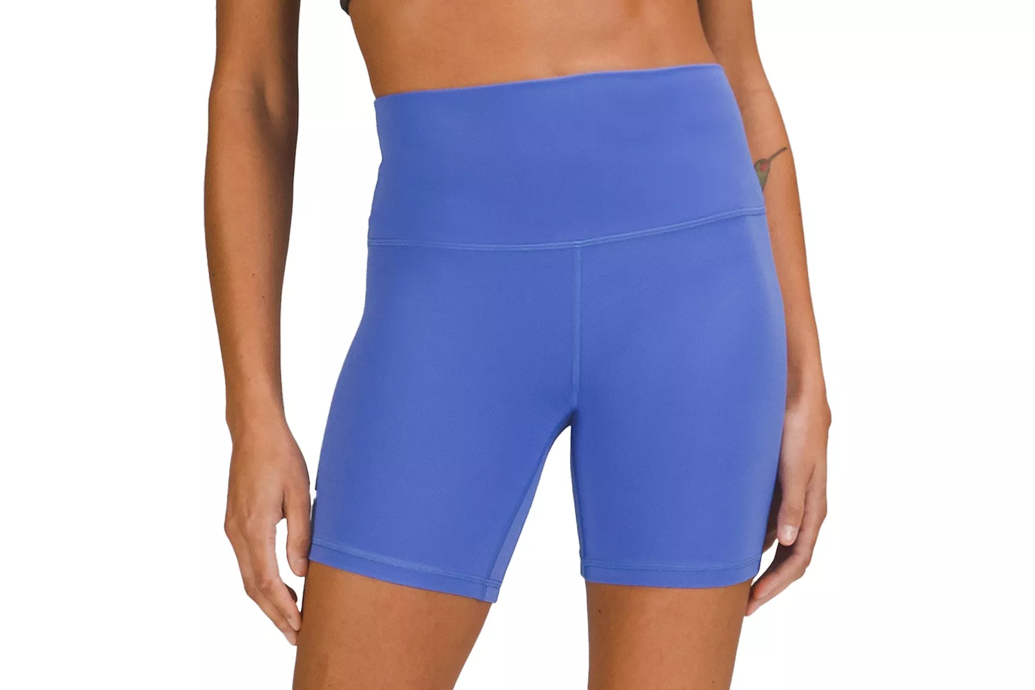 Lululemon Align High-Rise 6-inch shorts made from soft Nulu fabric.