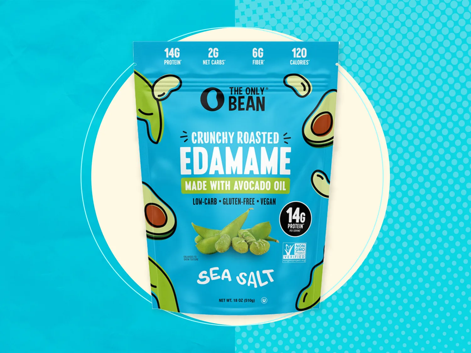 Packaging for The Only Bean Crunchy Roasted Edamame.