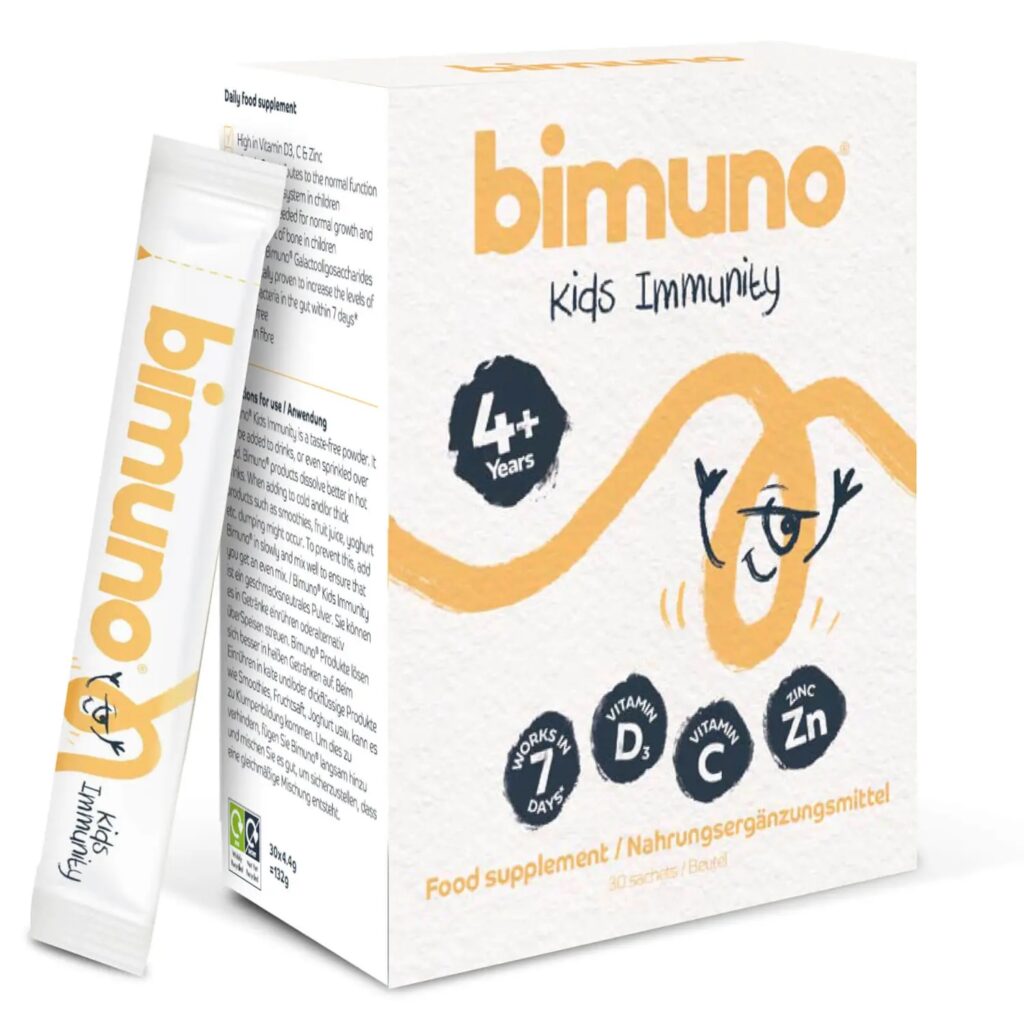 A bottle of probiotic supplements for kids immune health.