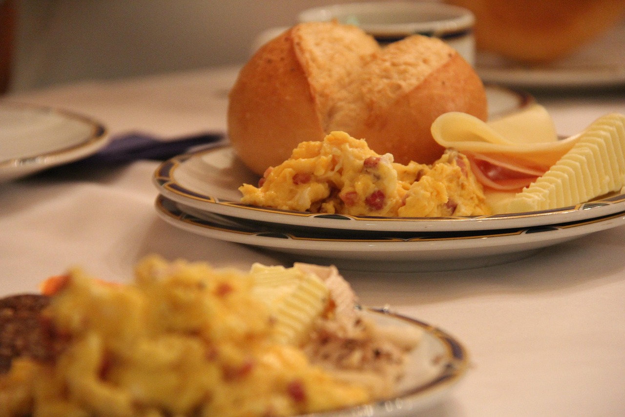 Golden scrambled eggs seasoned with turmeric and fresh herbs