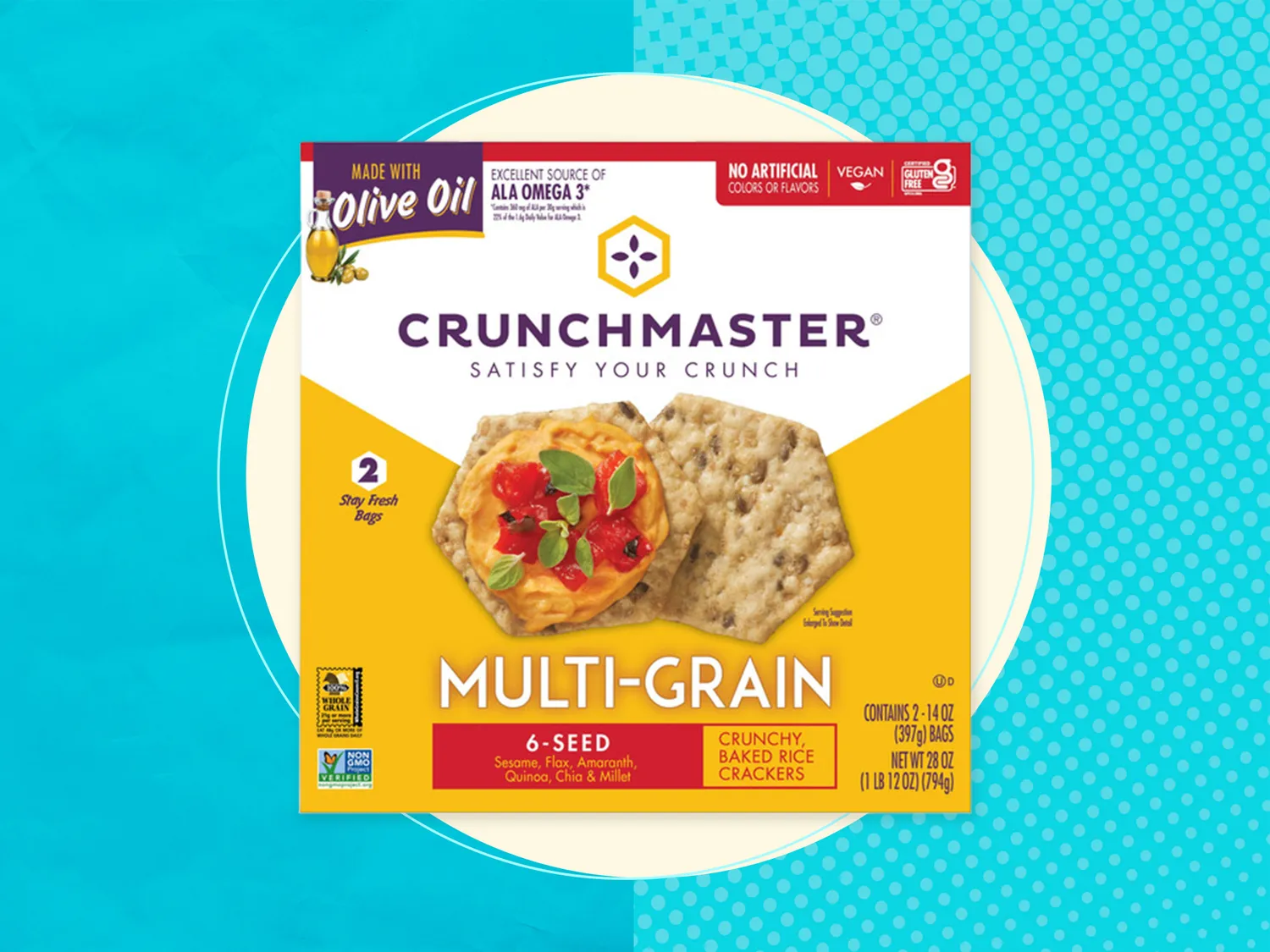 Box of Crunchmaster Multi-Grain Crackers.