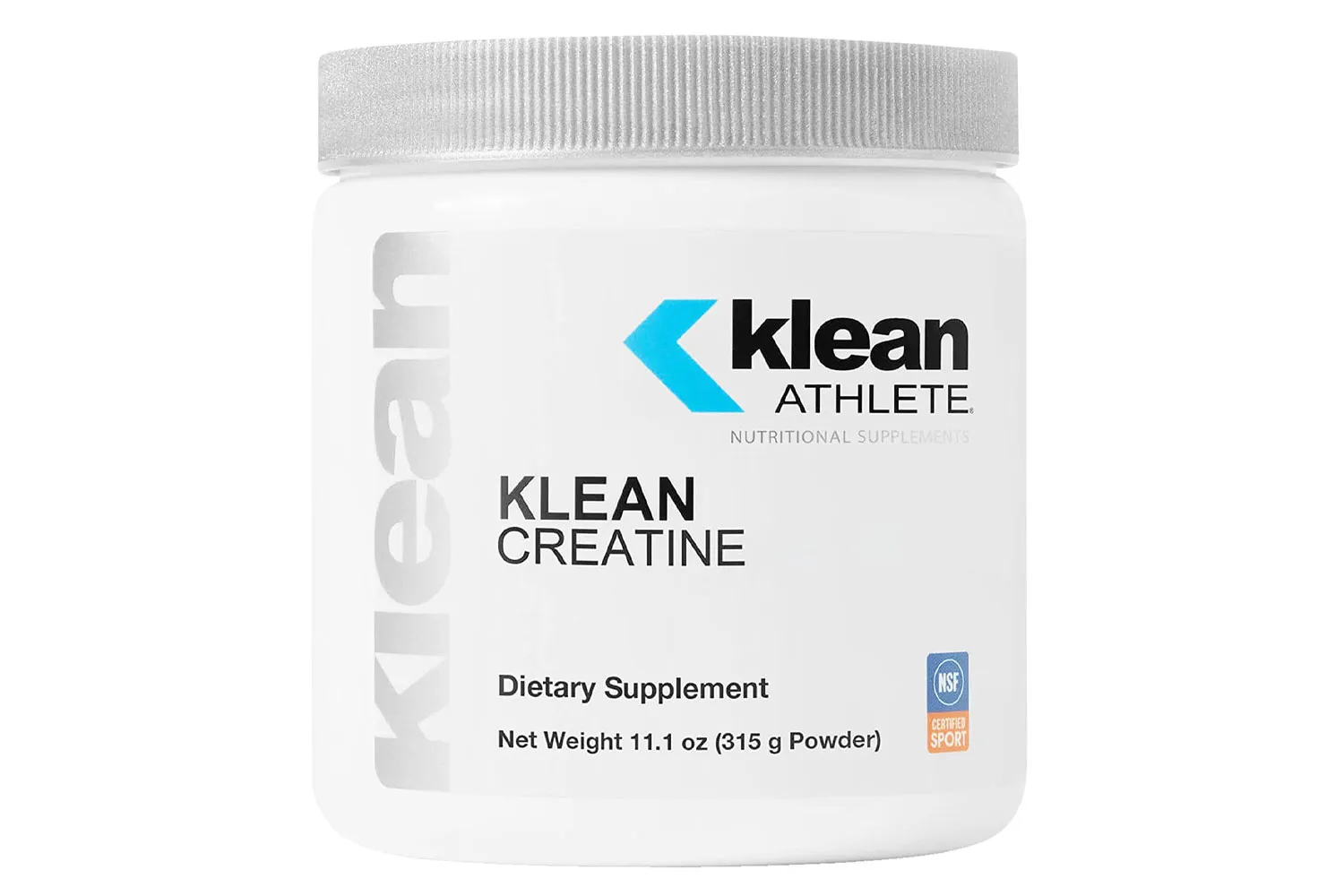 Close-up of Klean Athlete Creatine container showing the NSF Certified for Sport logo.