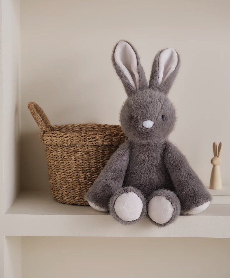 A soft white plush bunny toy.